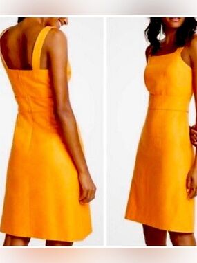 EUC Ann Taylor Orange Linen/Cotton Dress Size14 Sustainable Quality